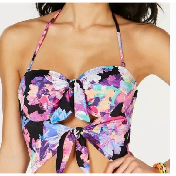 Bar III Tech Floral Underwire High Leg One-Piece Swimsuit Large NWOT - Picture 6 of 6